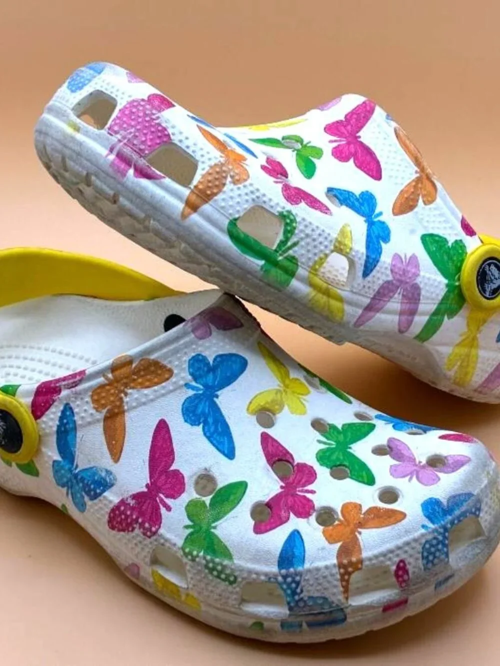 Crocs Classic Vacay Vibes Clog White Butterfly Print Kids Unisex sz J3 206351